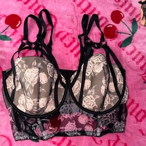 victoria secret Floral Lace Bralette - Black and White